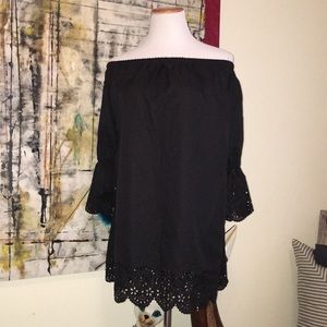 Off the shoulder laser cut out sun dress